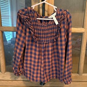 Matilda Jane Blue and Brown Checkered Top